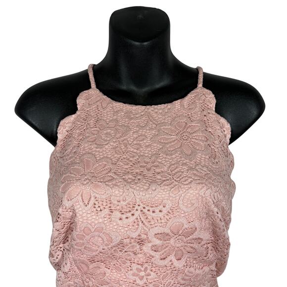 NEW! IN San Francisco Lace Halter Dress Spring Casual Pink Floral Sleeveless 13 - Picture 3 of 6